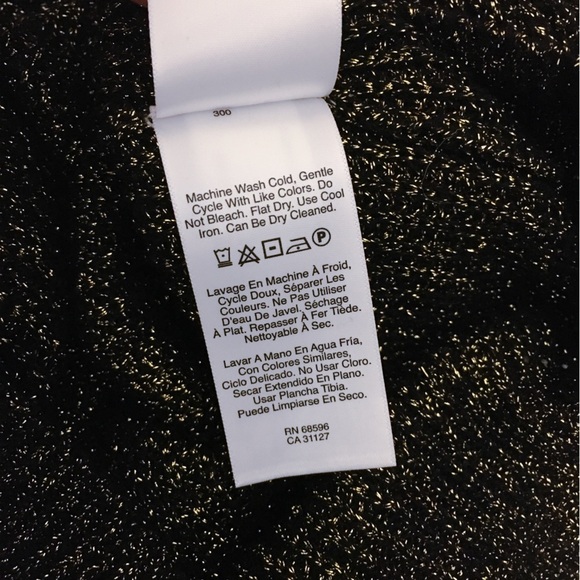 DKNY Cold Shoulder Knit Metallic Sweater Long Sleeve in Black Gold Size Medium - Picture 9 of 14